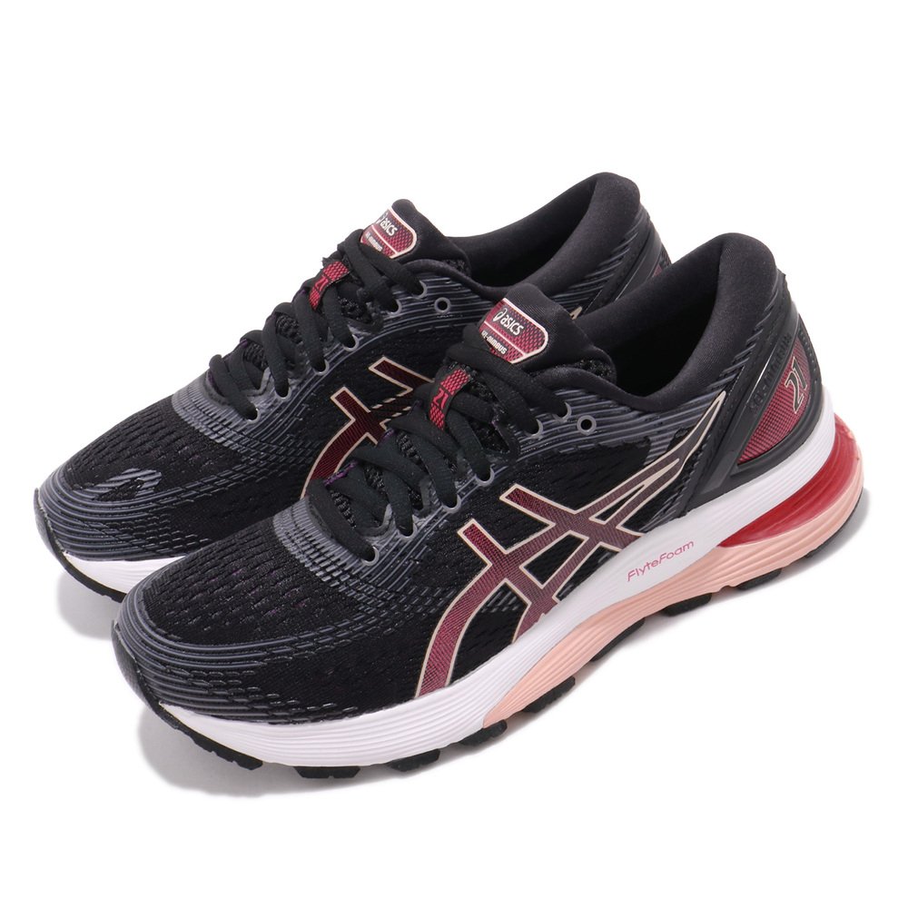 ASICS 慢跑鞋 Gel-Nimbus 21 運動 女鞋 亞瑟士 路跑 避震 透氣 舒適 球鞋 黑 粉 [1012A156002]