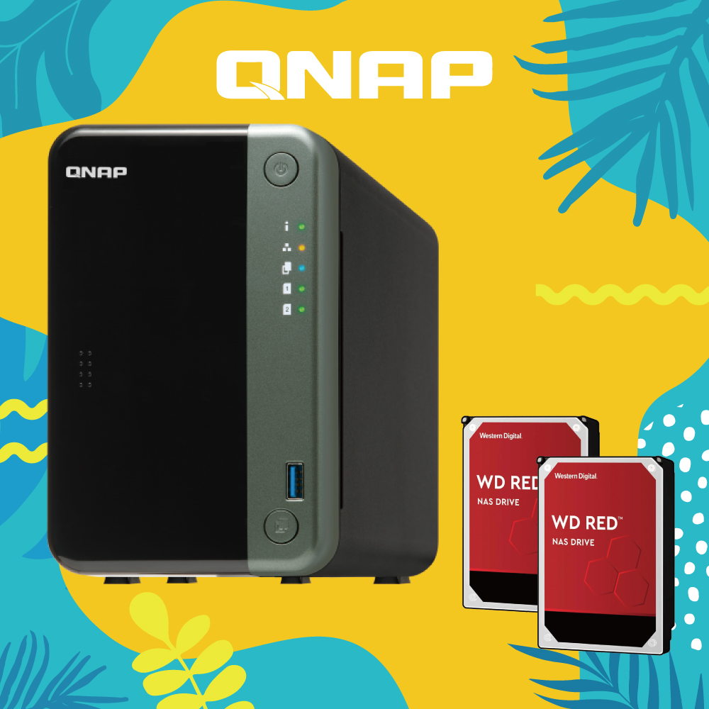 ★特價組合賣場會收到★1.QNAP 威聯通 TS-253D-4G 2Bay NAS網路儲存伺服器2.WD 紅標 4TB 3.5吋 NAS碟 x2 (需另外安裝)★搭載 Intel® Celeron® 