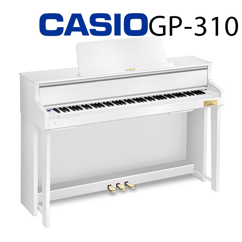CASIO GP310 電鋼琴 白色 88鍵 免費運送組裝 分期零利率 原廠公司貨 保固2年 數位鋼琴◎ 外觀 & 尺寸 & 重量✿ 顏色：黑色 / 白色✿ 鍵盤蓋：滑蓋式✿ 尺寸：寬143cm 深4