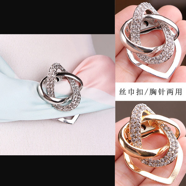 胸針 韓版水晶鑽絲巾扣胸針別針兩用西裝 大衣 圍巾配飾品披肩扣女士