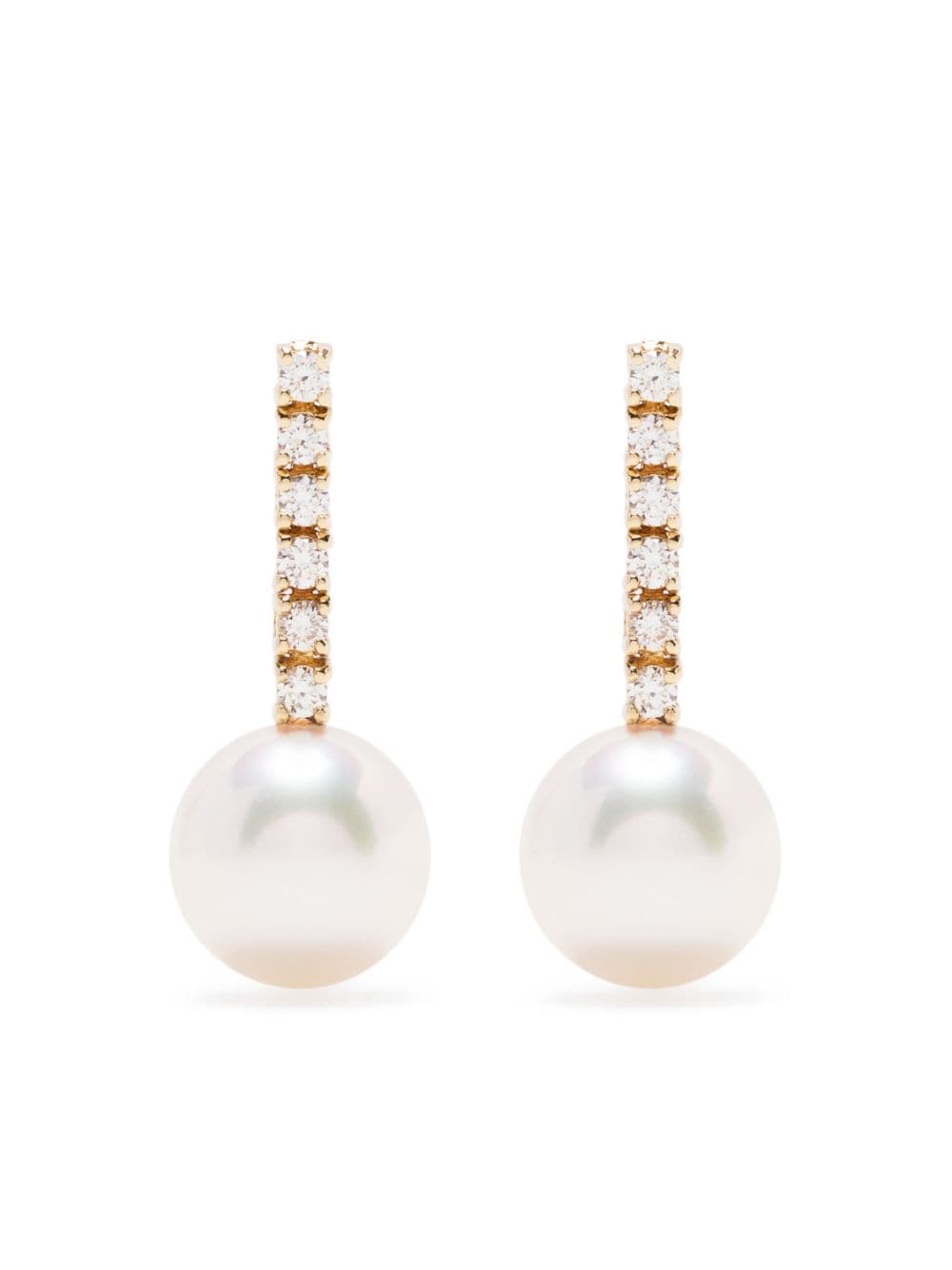 Mizuki - 14kt yellow gold pearl and diamond drop earring - women - Pearl - One Size - White