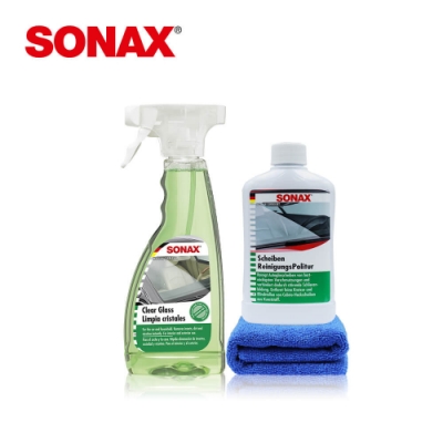 SONAX 玻璃油膜清潔組 德國原裝 贈擦拭布 車內外玻璃 油膜清除 玻璃保養-急速到貨