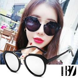 BeLiz精選75折-一字金線 水銀炫光黑膠框墨鏡 銀