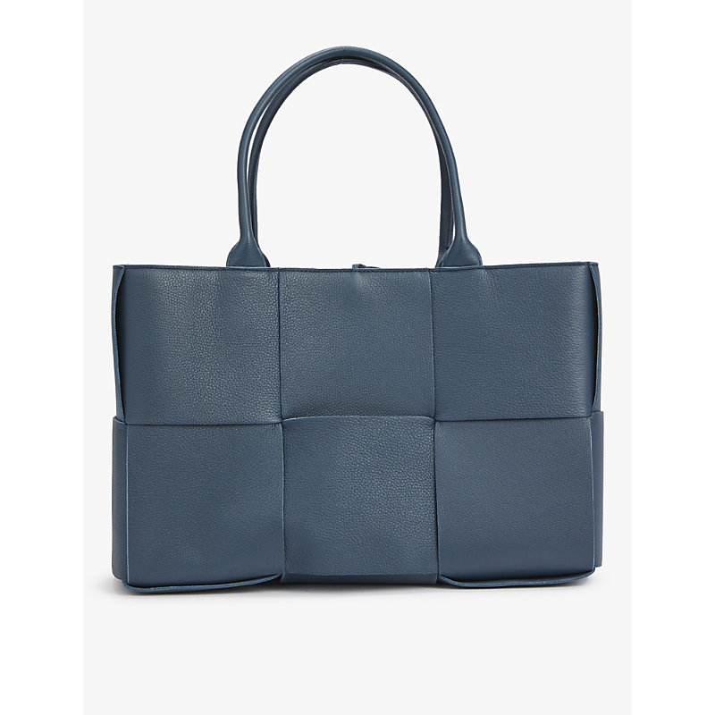 Bottega Veneta Womens Deep Blue-silver Arco Medium Leather Tote bag