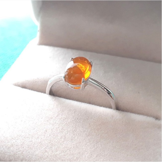 火歐泊 6*8mm戒圍/尺寸: 可調式free size925銀金屬******************************************************************