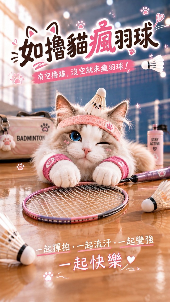 如擼貓瘋羽球ᓚ₍ ^. .^₎