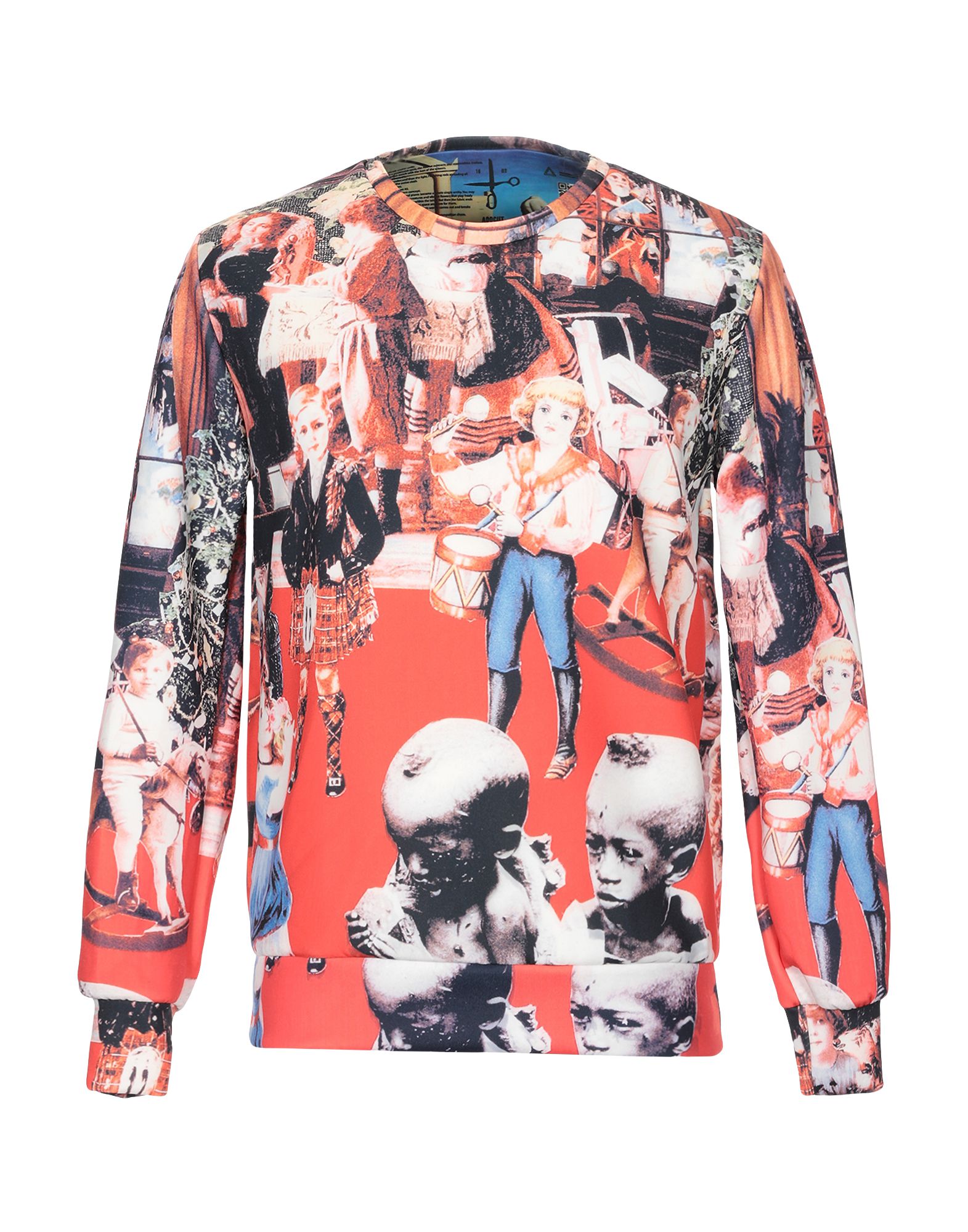 jersey, no appliqués, multicolor pattern, round collar, long sleeves, no pockets, stretch, large siz