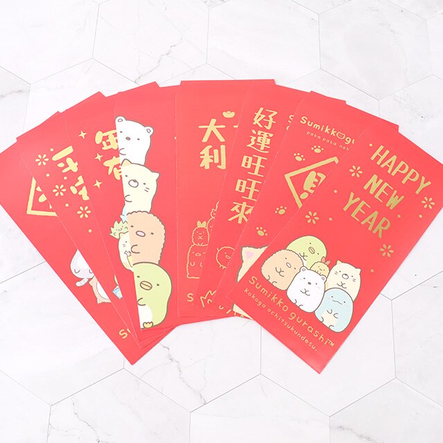 一包內含四種不同圖案各一 喜氣洋洋大紅色紅包搭配大人氣的角落小夥伴圖案，可愛吸睛! 細膩的燙金塗層字樣，為您傳遞祝福與溫暖的心意。