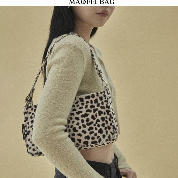 豹紋復古包包女2020春季新款小眾法棍包OL通勤百搭腋下包手拎包潮