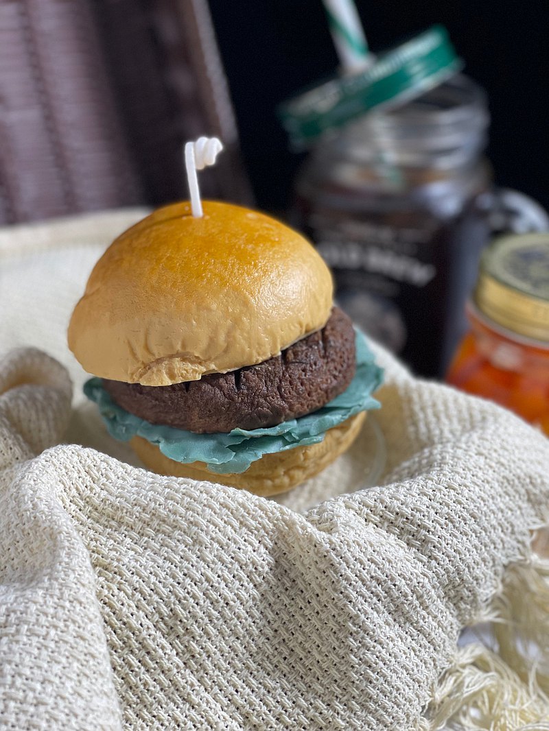 可愛漢堡包蠟燭 交換禮物 特殊禮物 生日禮物 居家裝飾 漢堡蠟