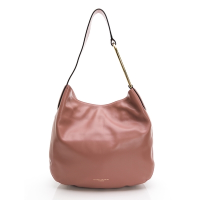 Gianni Chiarini Ada素色亮面金屬環中型肩背包(粉)