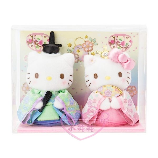 ♥小花花日本精品♥HelloKitty凱蒂貓女兒節娃娃擺飾居家擺飾坐姿扇子和服日式風格2入組新款12347209