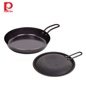 【日本珍珠金屬】片手平底鐵鍋(附鐵鍋蓋)-20cm