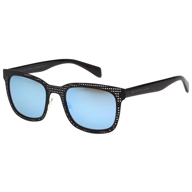品牌MARC BY MARC JACOBS品類太陽眼鏡鏡片總類太陽(抗UV400鏡片)顏色藍色系, 黑色系款式方框, 金屬框版型亞洲高鼻墊版手工鏡框否產地義大利鏡框材質醋酸纖維, 高級合金鏡片材質樹脂