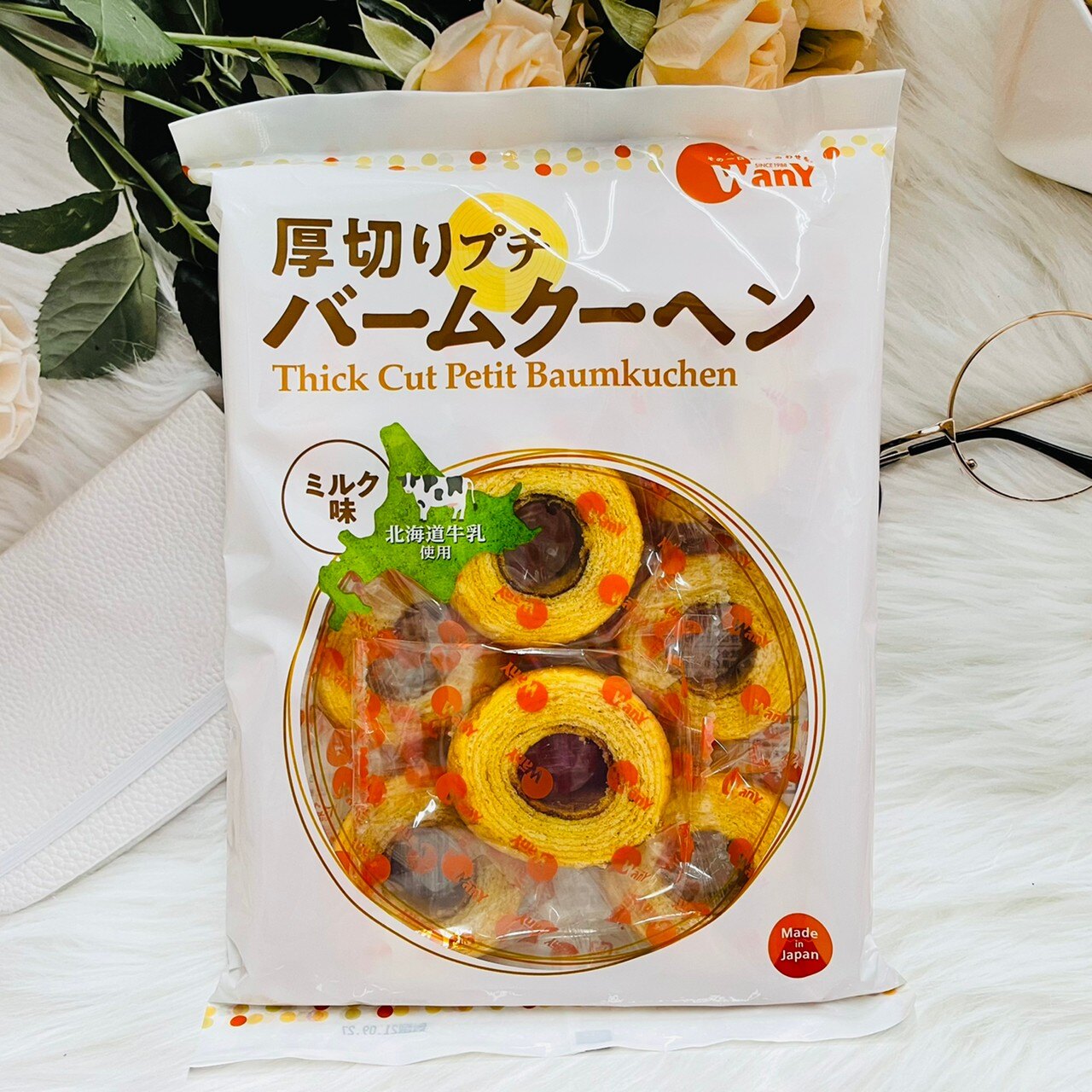 日本 牧原製果 厚切小年輪蛋糕 牛奶味 190g 使用北海道牛乳製成