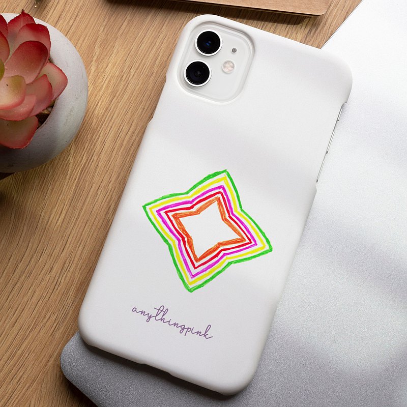 手繪線彩虹白 iPhone SAMSUNG 多款啞光手機殼