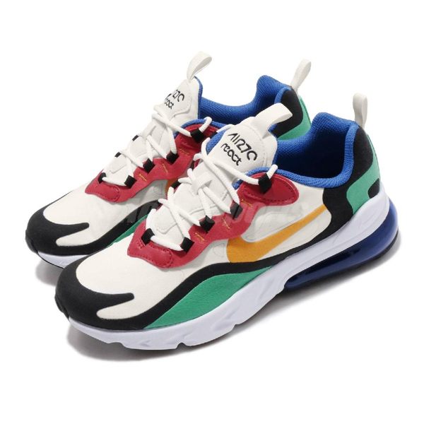 Nike Air Max 270 React GS Bauhaus 彩色 白 金黃 綠 女鞋 大童鞋 氣墊 慢跑鞋 【PUMP306】 BQ0103-001