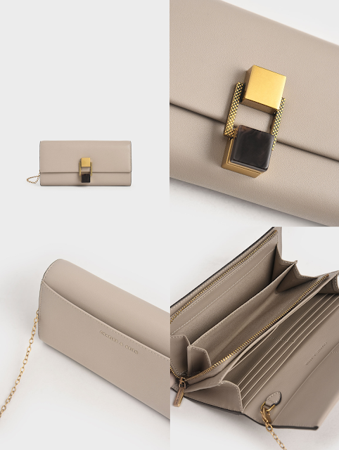 Charles & Keith 石紋壓釦長夾