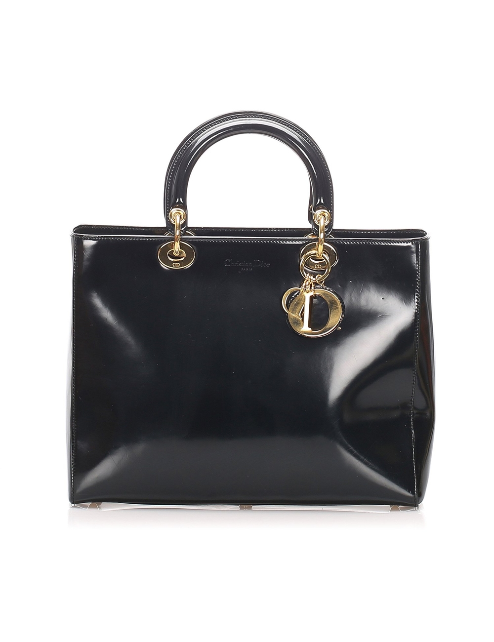 Product Details: Black Dior Medium Lady Dior Leather Satchel Bag. The Lady Dior satchel features a l