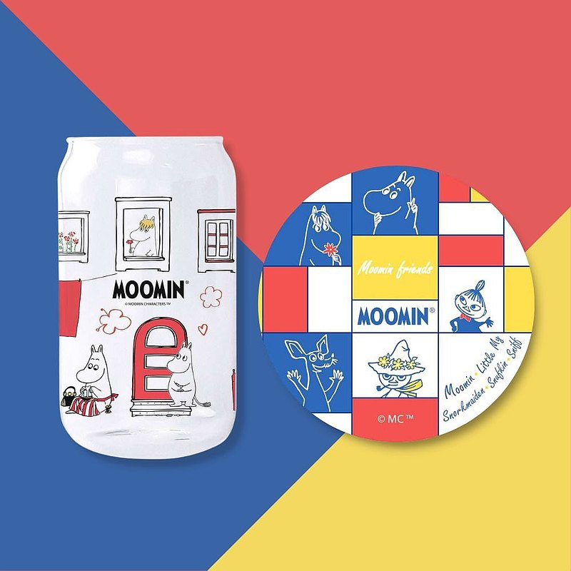 【送禮推薦】MOOMIN授權-盛夏居家 禮品 玻璃杯+陶瓷杯墊套組