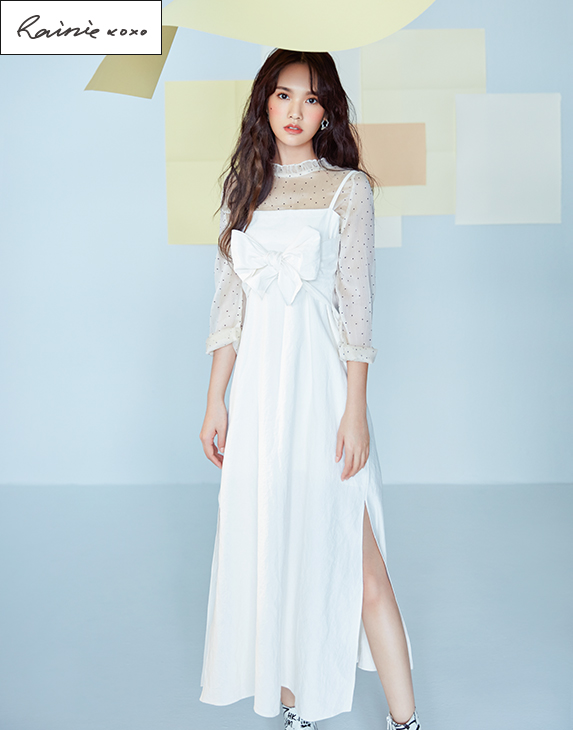 精選質感棉麻布料/肩帶不可調/綁帶可自行調整/下擺兩側做開岔設計/後中有拉鍊/有內裡/棉麻材質略有些紗結及色紗屬正常現象