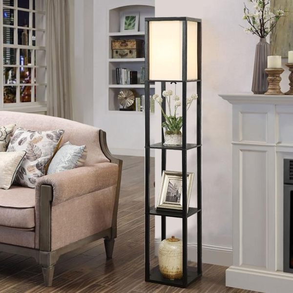 落地燈 新中式落地燈臥室客廳簡約地燈創意置物遙控可調光立式檯燈