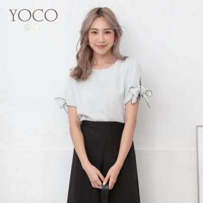東京著衣-YOCO 製造浪漫蝴蝶結造型微露背雪紡上衣-S.M.L(共二色)