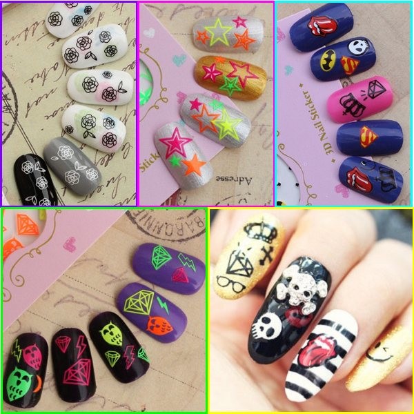 美甲貼紙 原宿螢光甲貼 帶膠甲貼紙 想購了超級小物