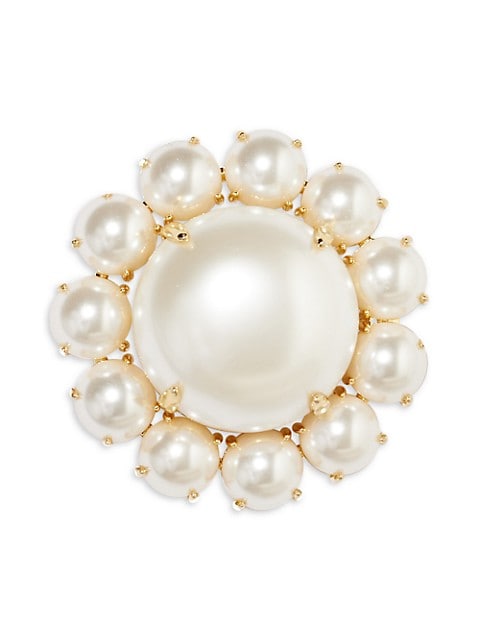 Clementine 14K Goldplated Faux Pearl Brooch