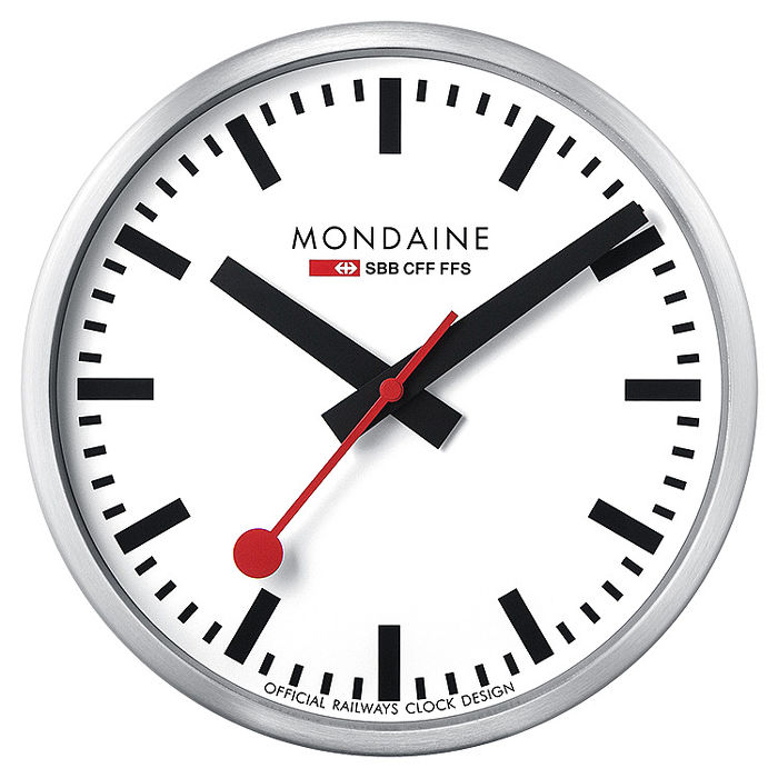 MONDAINE 瑞士國鐵Smart Stop2go智能時鐘-25cm/銀 CLOCK1S2G