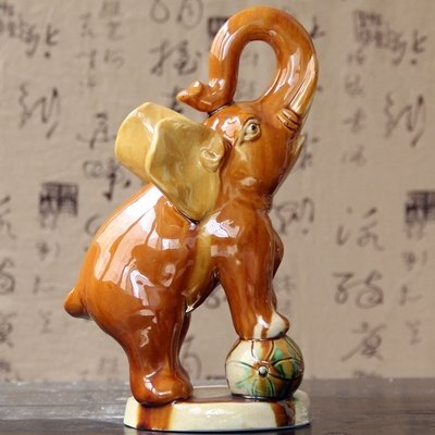 【唐三彩大象-小玩象-約長11*高18cm-1款/組】陶瓷大象擺件家居辦公旺財鎮宅-3001001
