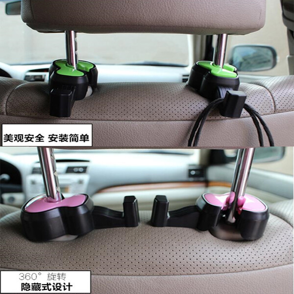 品名 通用型 創意汽車頭枕掛鉤 1對裝 商品介紹 掛勾鉤於椅背處，內部設計軟矽膠，不受損並具摩擦力，可牢牢勾住 前端掛勾長度2.5公分、厚度1.5公分，可掛多樣物品、乘載力足夠 不使用時可將掛鉤旋轉至