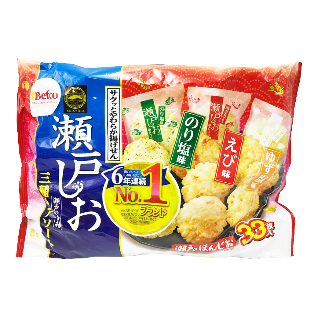 日本 栗山 瀨戶汐揚 3種類米菓 165g（海苔鹽／柚子／蝦味）