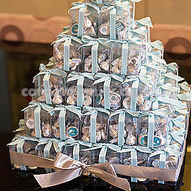 婚禮小物-晶璽Tiffany KISSES水滴巧克力喜糖塔(含91盒自行堆疊) 幸福朵朵