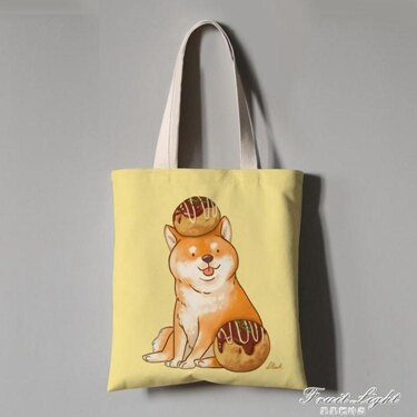 DIY定做日本柴犬可愛插畫周邊單肩帆布包環保學生手提布袋女包AU 果果輕時尚618購物節