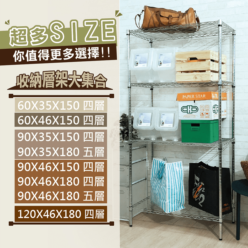 工作室、居家環境、倉庫皆適用！奇意生活館推出四層收納架，最高可耐重200kg，採用優質環保電鍍，無毒、不易生鏽，耐刮耐磨，輕鬆組裝好上手，層網高度都可依據使用隨意調整，側邊三角力學設計，收納架不易變形