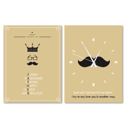 美學365 二聯式 時鐘掛畫 無框畫30x40cm- 愛爸爸3
