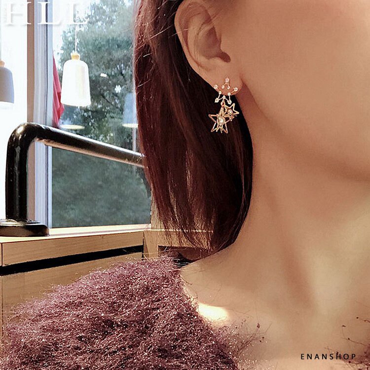 立體星星水鑽耳環 韓國個性 耳環 星星耳環 水鑽耳環 惡南宅急店【0471D】