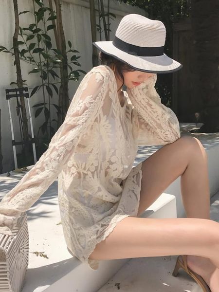 韓國2019新款性感顯瘦遮肚ins風保守比基尼泳衣仙女范三件套罩衫名品匯