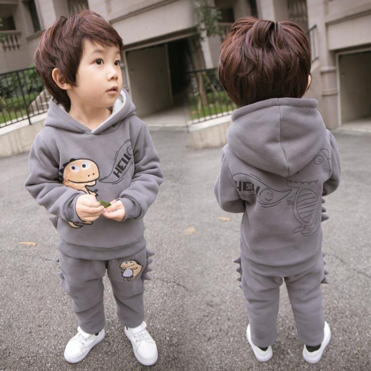 2017新款兒童寶寶冬季加絨加厚兩件套裝 LQ284『miss洛羽』