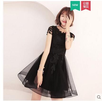 小鄧子2018新款夏季學生生日派對黑色短款顯瘦少女名媛洋裝小禮服連衣裙