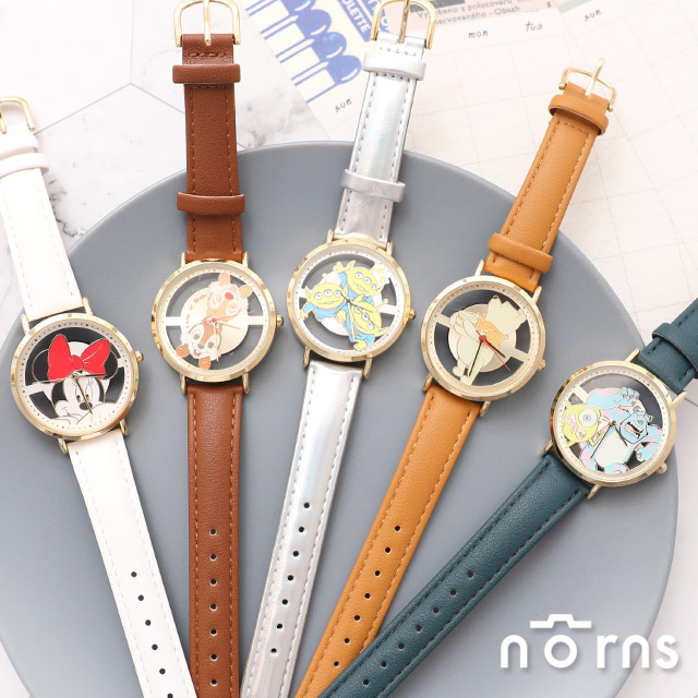 【日貨J-axis手錶WD-B13簍空】Norns 迪士尼 日本復古皮質腕錶 小熊維尼米奇米妮Sunflame