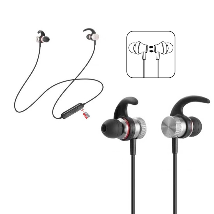 磁吸式 運動 藍牙耳機 金屬頭 一對二 防汗水 藍牙運動耳機 HANG W8A 可插卡 TF卡 運動聽歌 可插TF卡