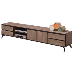 ◎附2個電線孔|◎|◎品牌:H&D類型:電視櫃主材質:木質材質說明:材質：符合國際標準低甲醛木芯板美耐皿立體耐磨木紋紙紋路猶如實木年輪，耐磨耐水正面採1.5mm厚ABS環保材質具耐撞、耐磨、耐熱特質面