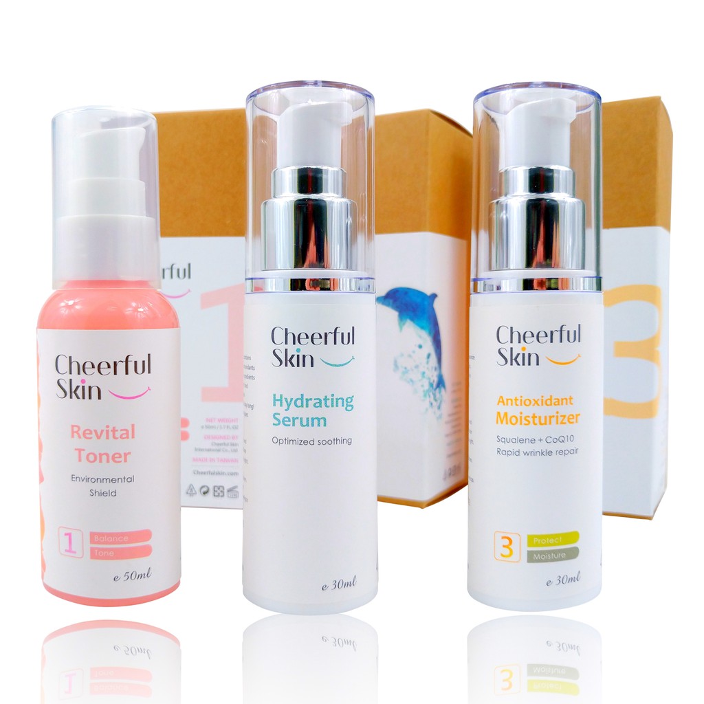 Cheerful Skin 季節轉換保濕組合 奇亞籽修護化妝水+高效保濕精華液+角鯊修護精華乳