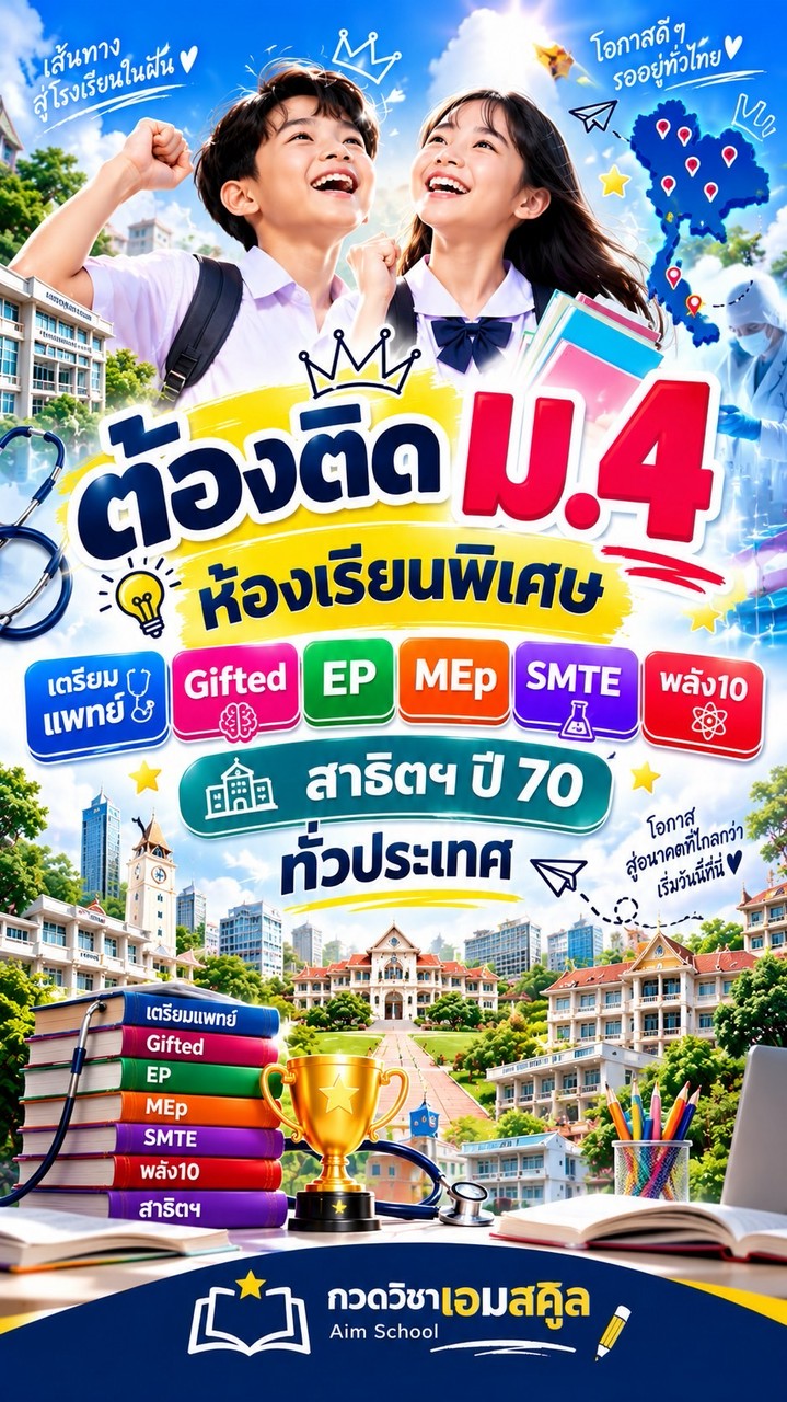 ต้องติด ม.4 ห้องพิเศษ วิทยาศาสตร์สุขภาพ Gifted EP สาธิตฯ70