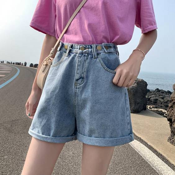 五分牛仔褲 牛仔短褲女2020夏季新款韓版寬鬆闊腿直筒顯瘦a字高腰大碼五分褲
