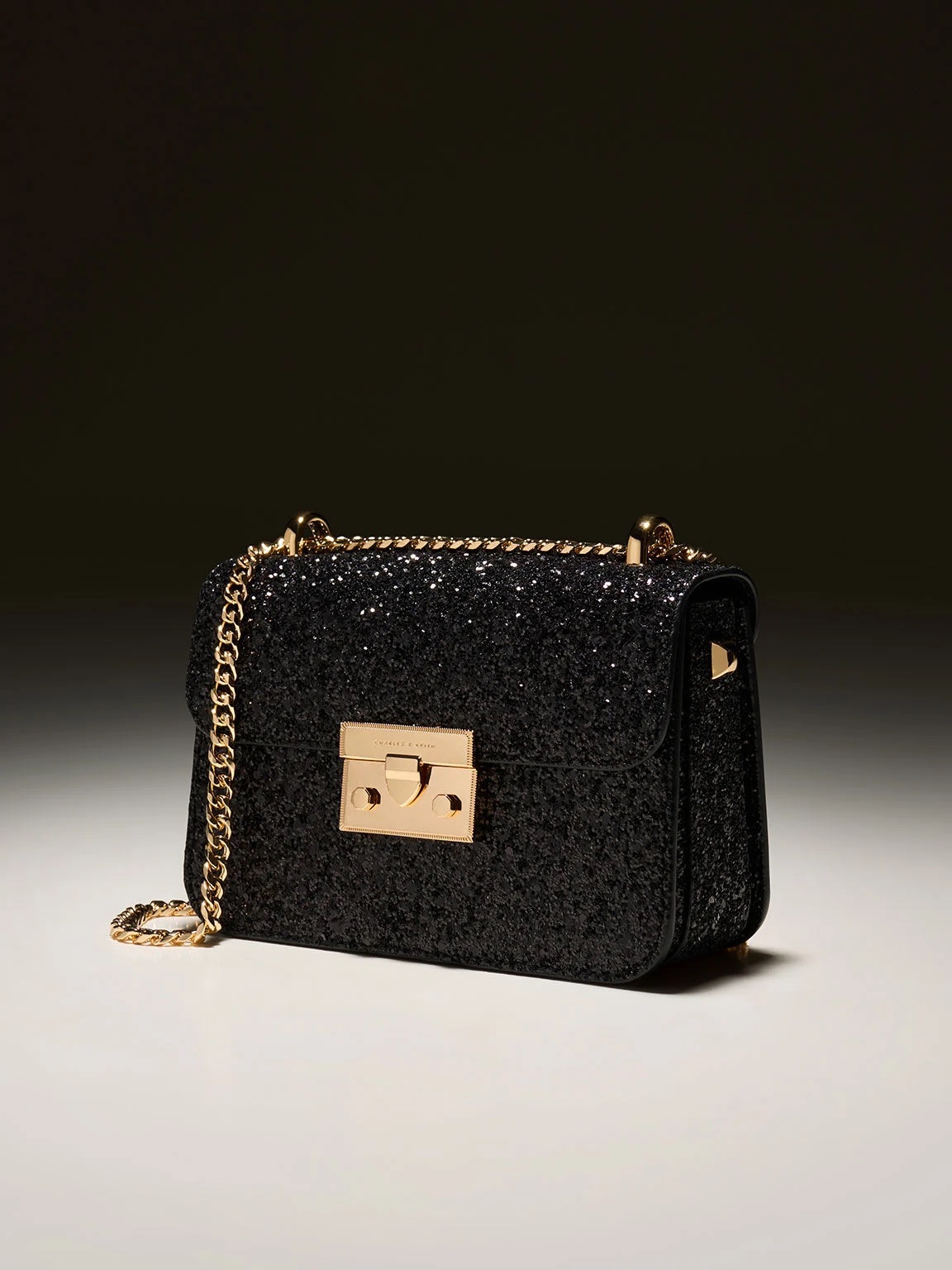 CHARLES & KEITH 金蔥鍊條肩背包