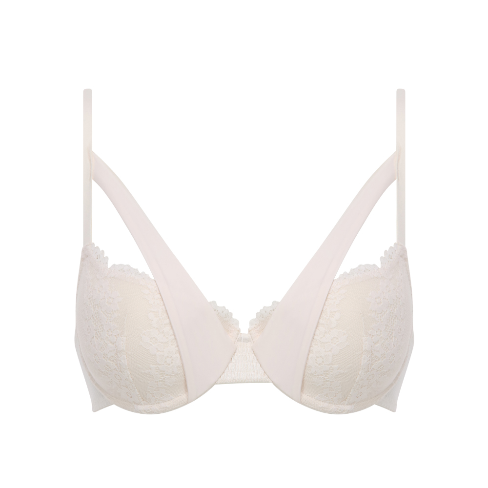 性感魅惑蕾絲搭配條紋網紗 展現雙重視覺饗宴胸前飾帶凸顯迷人鎖骨線條 以緹花點綴今晚的浪漫約會 特殊剪裁設計搭配蕾絲薄紗，打造 性感效果