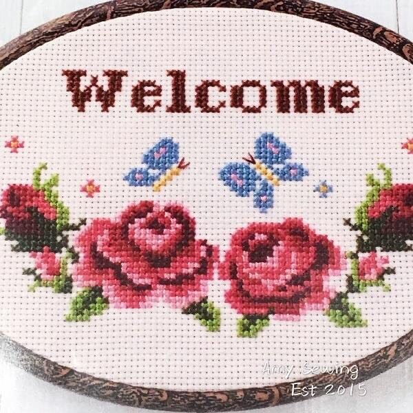 居家手作日本製COSMO玫瑰WELCOME十字繡材料包